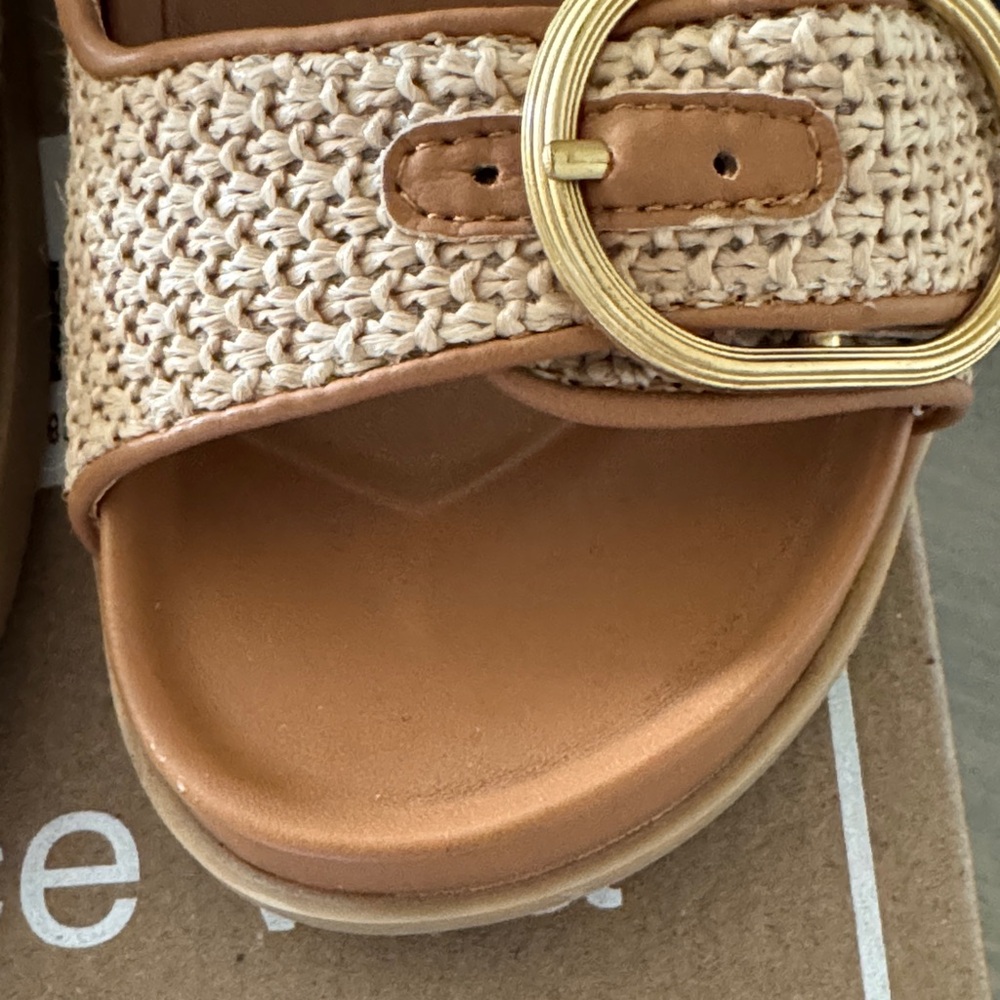 Dolce Vita Natural Tan Woven Buckle Platform Sandals - Picture 3 of 13